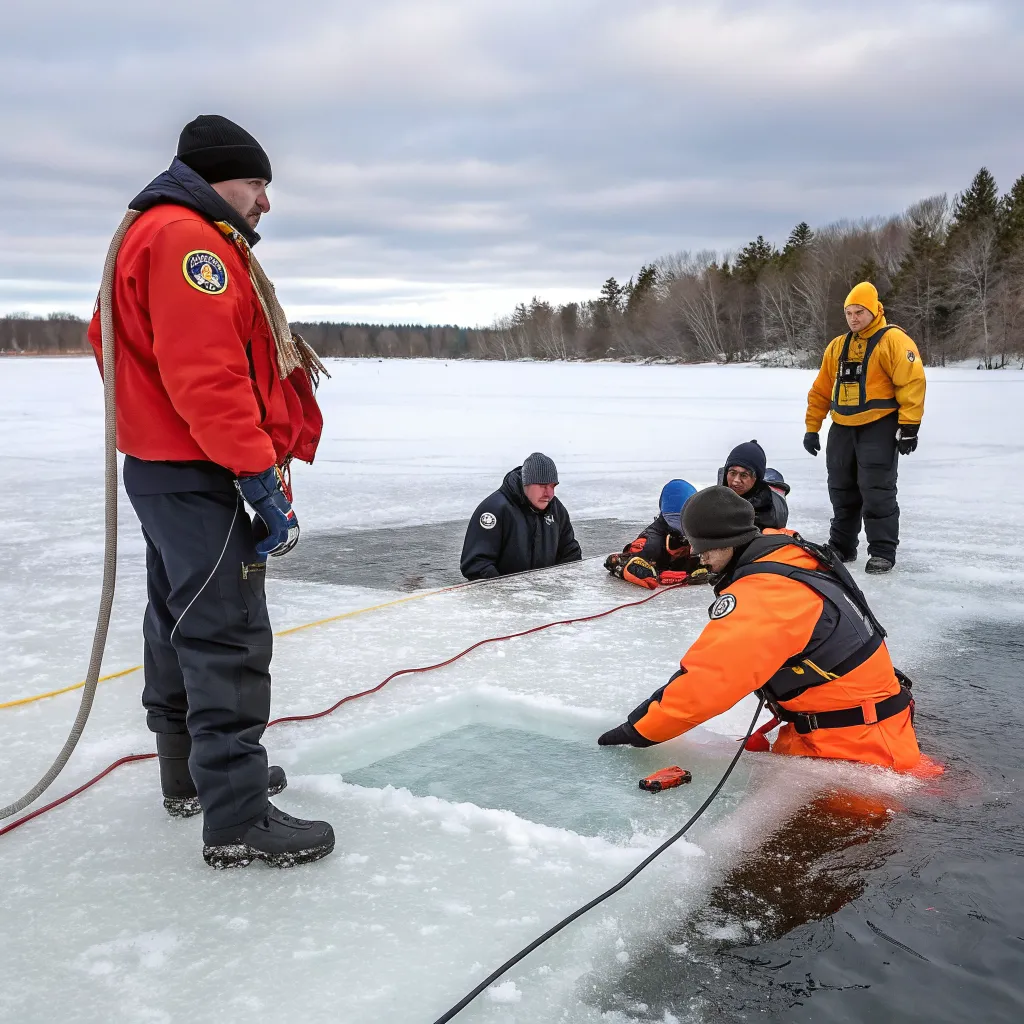 PHYRAVON instructors leading ice safety training